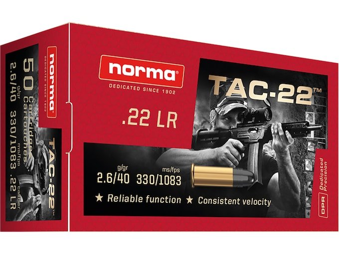 Norma TAC-22 Ammunition 22LR 40gr LRN